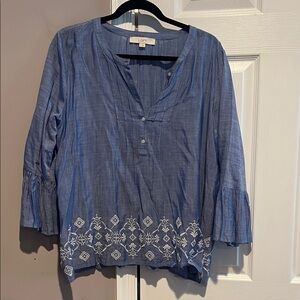 LOFT Embellished 3/4 Sleeve Blouse